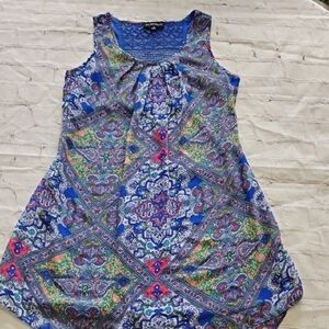 Women's Blue Paisley Sleeveless Dress